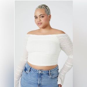 Forever21+ Plus Size Off-the-Shoulder Crop Top